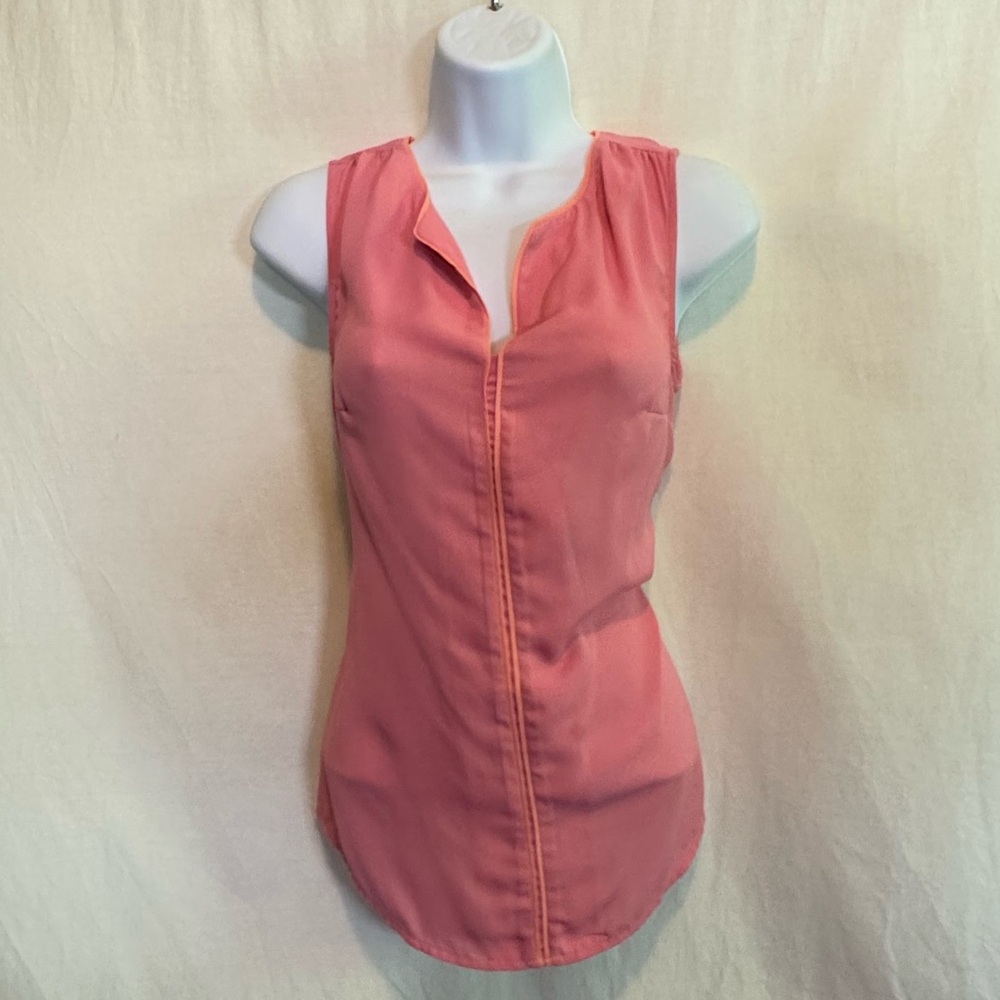 H-34 ModCloth Pink & Orange Sleeveless Pullover Summer Blouse‎ Size XXS